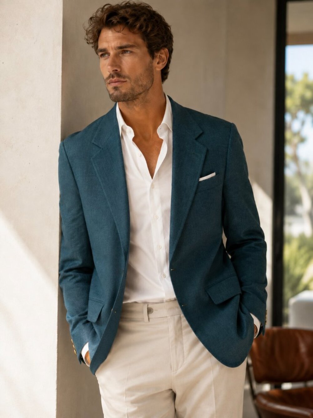Palm Beach Sports Coat Blazer Teal Green Gold Buttons USA Golf Preppy 44